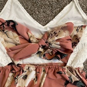 Shein backless tie floral romper